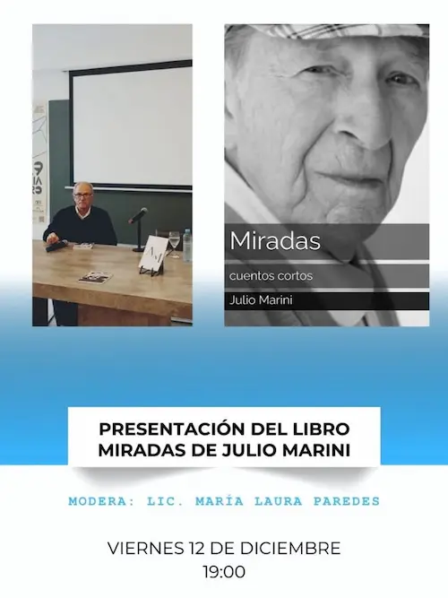 Afiche de Presentación Literaria: "Miradas" de Julio Marini