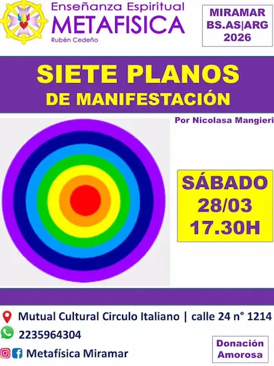 Afiche de Siete Planos de Manifestación: Un Encuentro de Enseñanza Espiritual