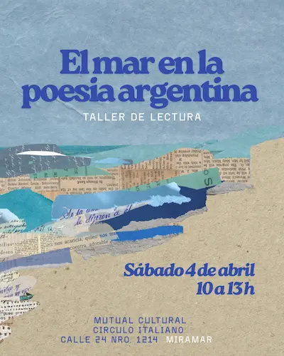Afiche de Taller de Lectura: El Mar en la Poesía Argentina
