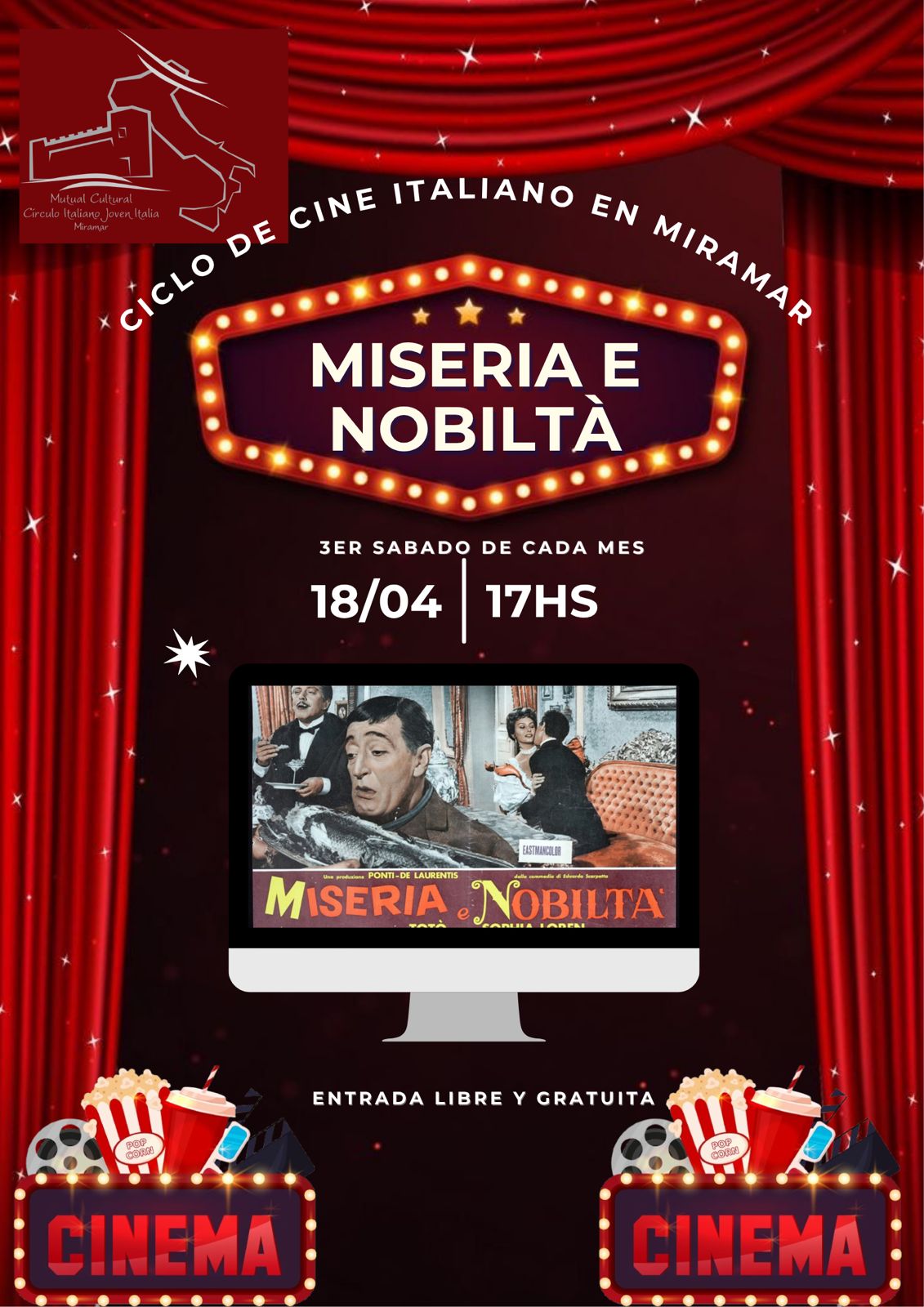 Afiche de Ciclo de Cine Italiano: Miseria e nobiltà