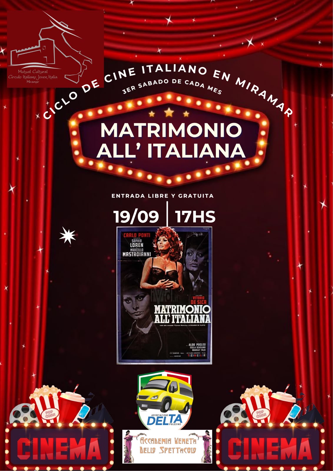 Afiche del Ciclo de Cine Italiano: Matrimonio all’italiana